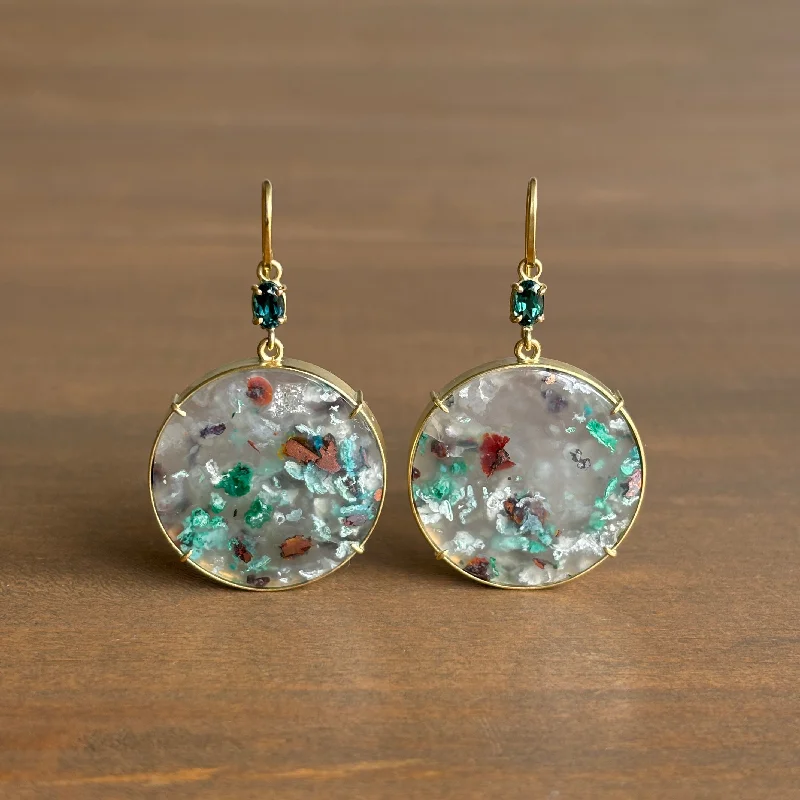 Women's silver-plated earrings-Confetti Chrysocolla & Tourmaline Earrings