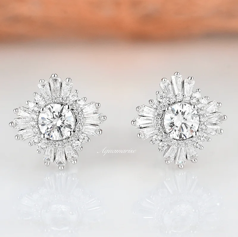 Women's formal earrings-Joelle Diamond Earrings- Sterling Silver