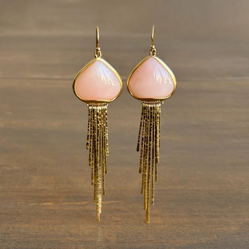 Women's pet memorial earrings-Pink Opal Jellyfish Earrings