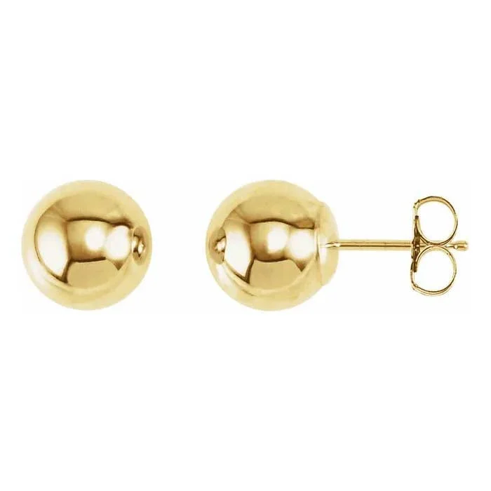 Women's spiritual earrings-Mountz Collection 8MM Hollow Ball Stud Earrings in 14K Yellow Gold