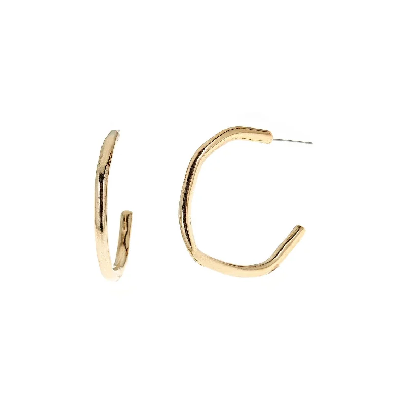 Women's platinum earrings-Rugged Medium Hoops, Brass