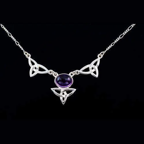 Women's initial necklaces-Sterling Silver or Gold Celtic Necklace With Amethyst - AP103/A