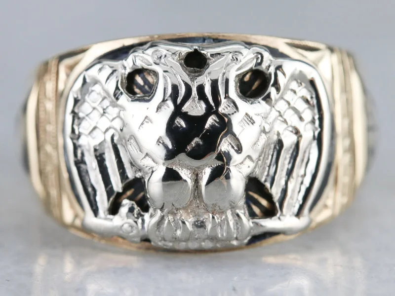 Women's luxury brand rings-Men's Masonic Twin Headed Eagle Ring