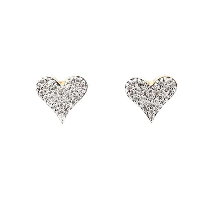 Women's Buddha earrings-Mountz Collection Pavé Heart Earrings in 14K Yellow Gold