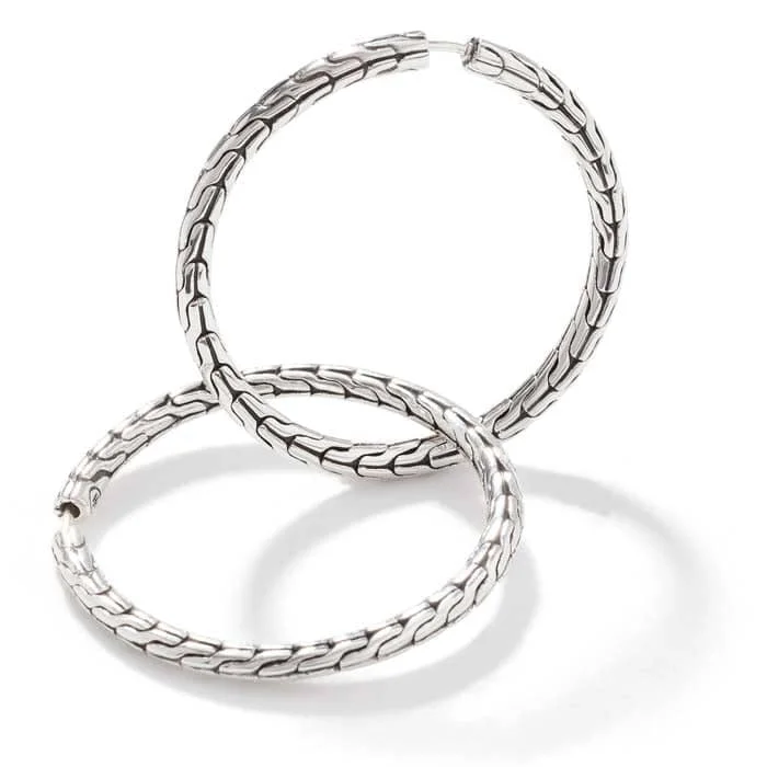 Women's rose gold earrings-John Hardy Classic Chain Medium Hoop Earrings in Sterling Silver