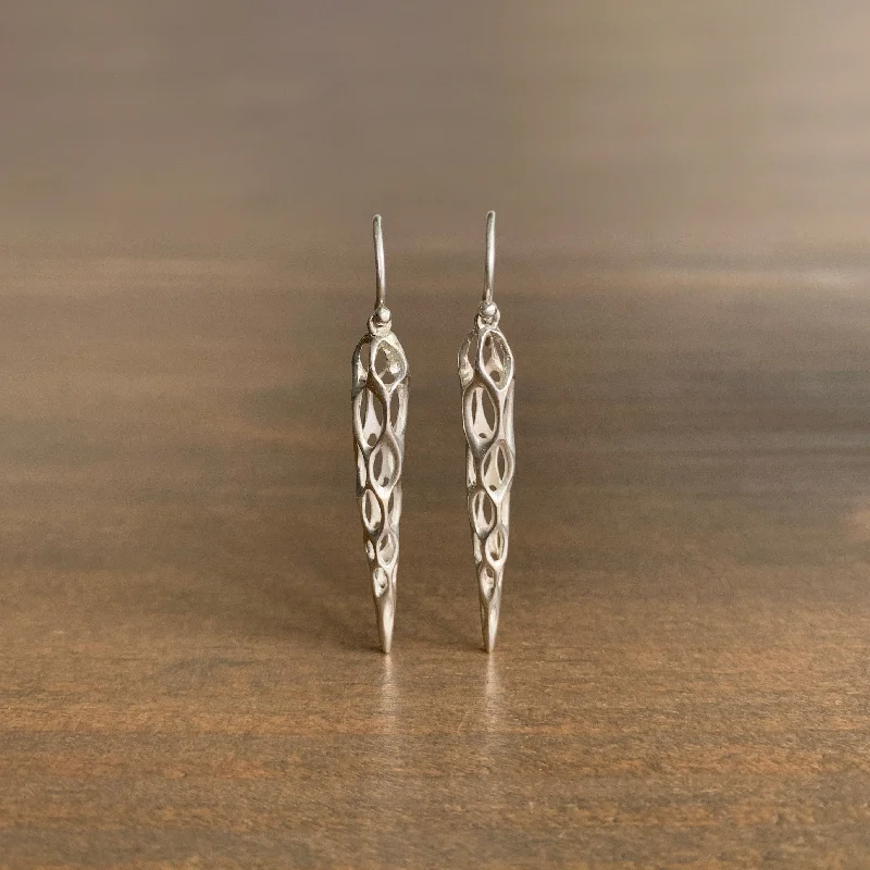 Affordable women's earrings-Medium Silver Cholla Earrings