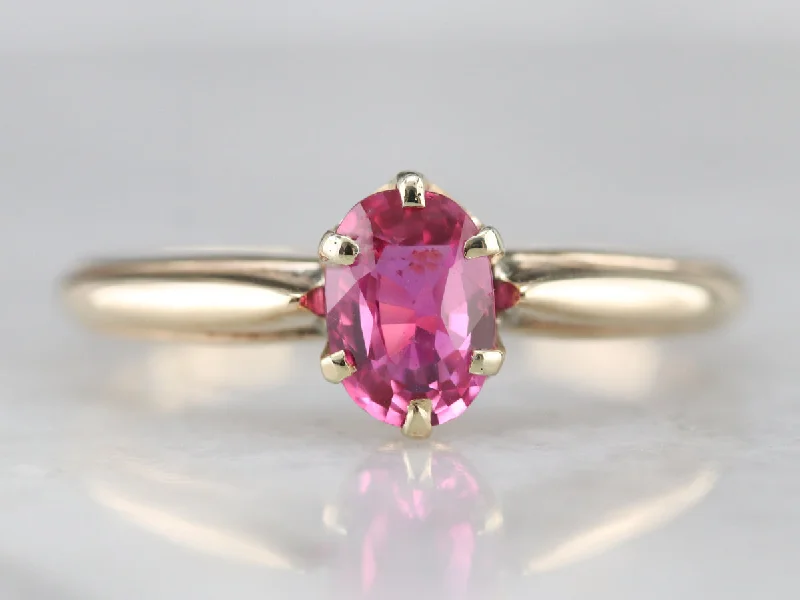 Women's gemstone rings-Pink Ceylon Sapphire Solitaire Ring