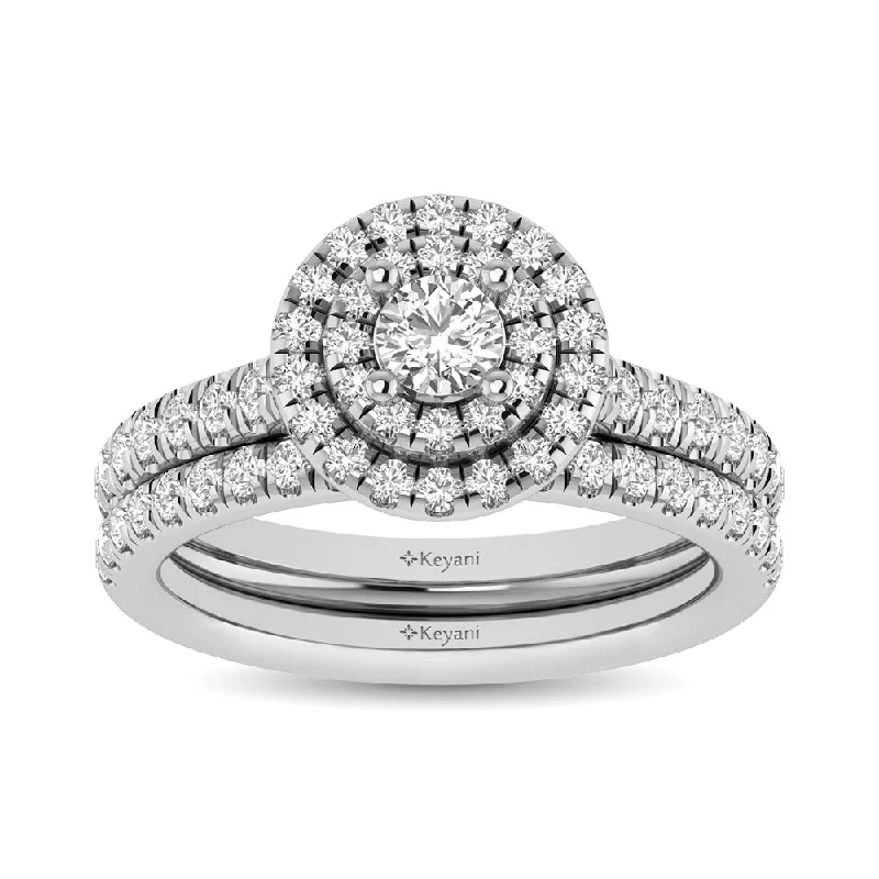 Women's alloy rings-14KT White Gold 1Ct.Tw. Diamond keyani Bridal Ring