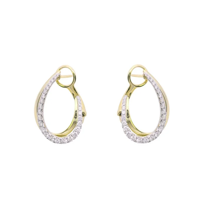 Women's star earrings-Mountz Collection Diamond Oval Bypass Earrings in 14K Yellow and White Gold