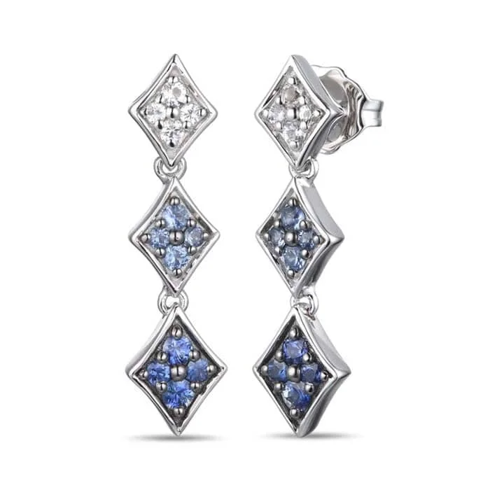 Women's luxury brand earrings-Le Vian Denim Ombré Earrings featuring Blue and White Sapphires in 14K Vanilla Gold