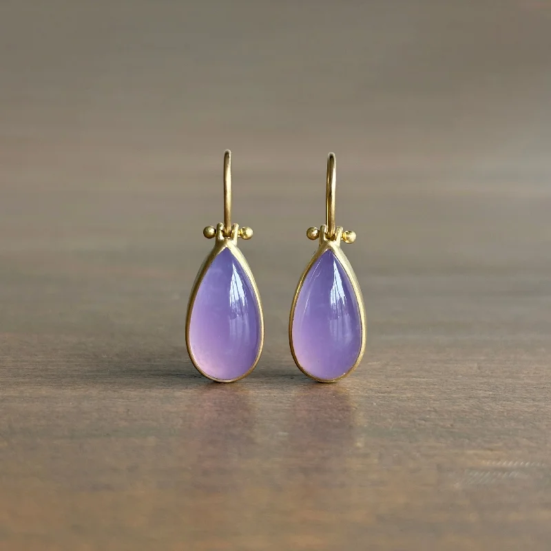 Women's everyday earrings-Lilac Ethiopian Chalcedony Drop Earrings