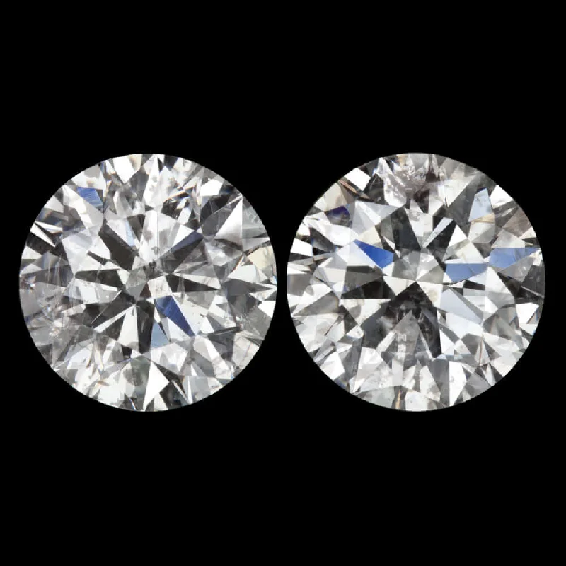 Women's luxury gift rings-2.04ct EXCELLENT ROUND CUT DIAMOND STUD EARRING MATCHING PAIR NATURAL 2 CARAT