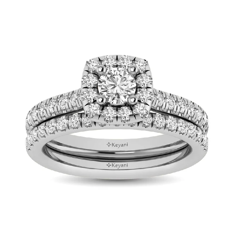 Women's birthstone rings-14KT White Gold 1Ct.Tw. Diamond keyani Bridal Ring