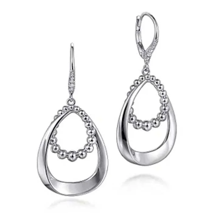 Women's astrology earrings-Gabriel & Co White Sapphire Bujukan Drop Earrings in Sterling Silver