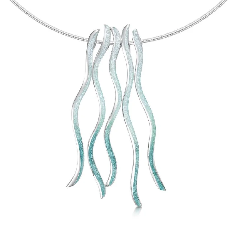 Women's diamond necklaces-Sterling Silver and Enamel Necklet Atlantic Swell - ENXX170