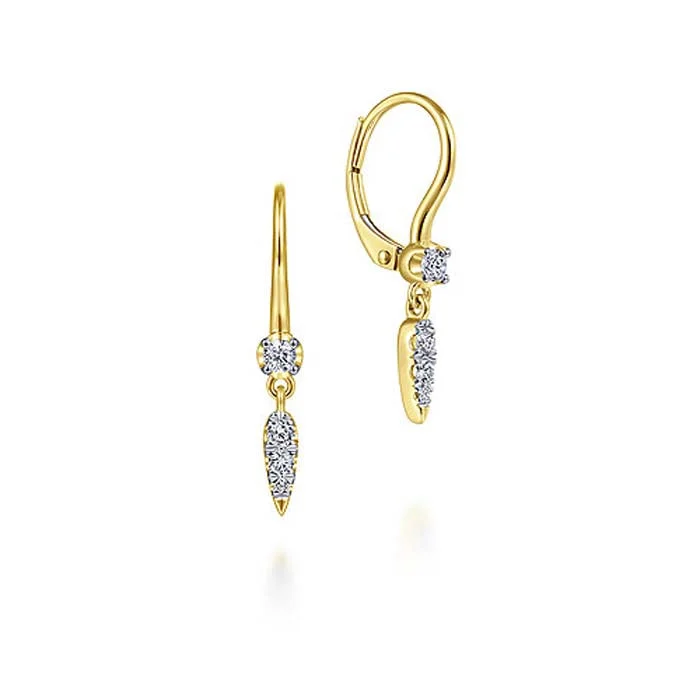 Women's bohemian earrings-Gabriel & Co. Spiked Diamond Drop Earrings in 14K Yellow Gold