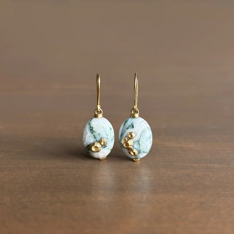 Women's minimalist earrings-Moss of Éire Opal Ruthie B. Earrings with Barnacles