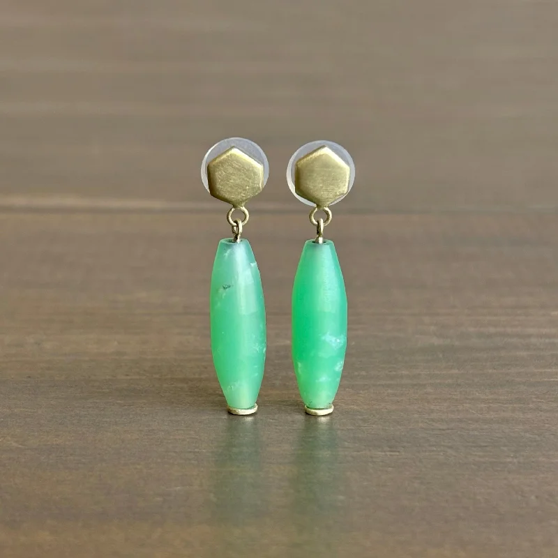 Minimalist women's earrings-Theia Chrysoprase Post Earrings