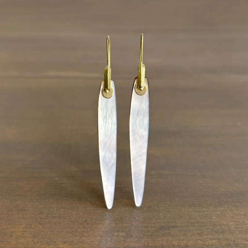 Women's hoop earrings-Bright Large Mother of Pearl Bridle Bit Earrings