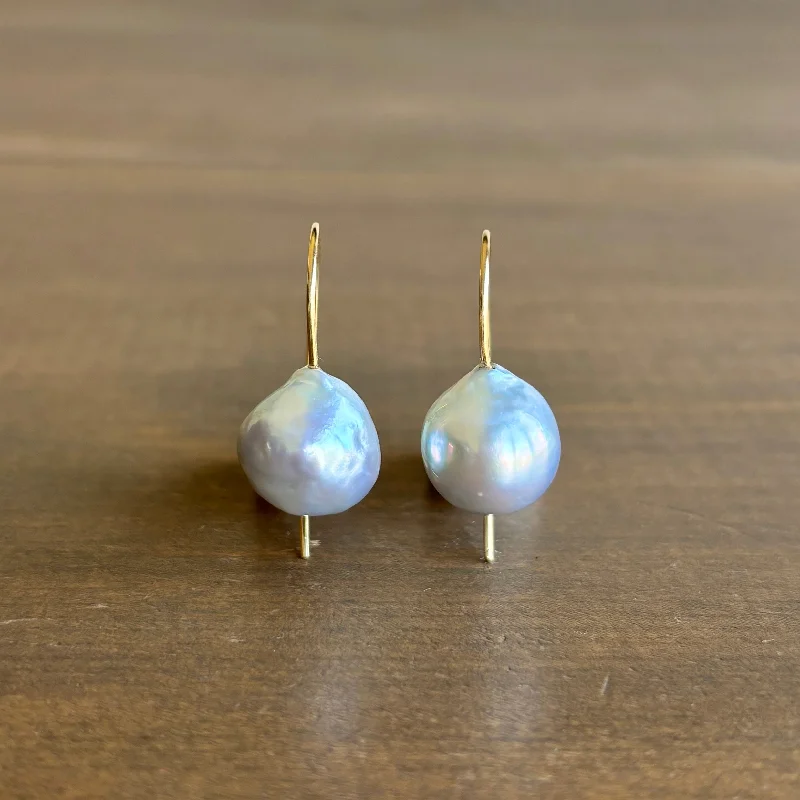 Women's waterproof earrings-Silver Baroque Pearl Minimalist Earrings