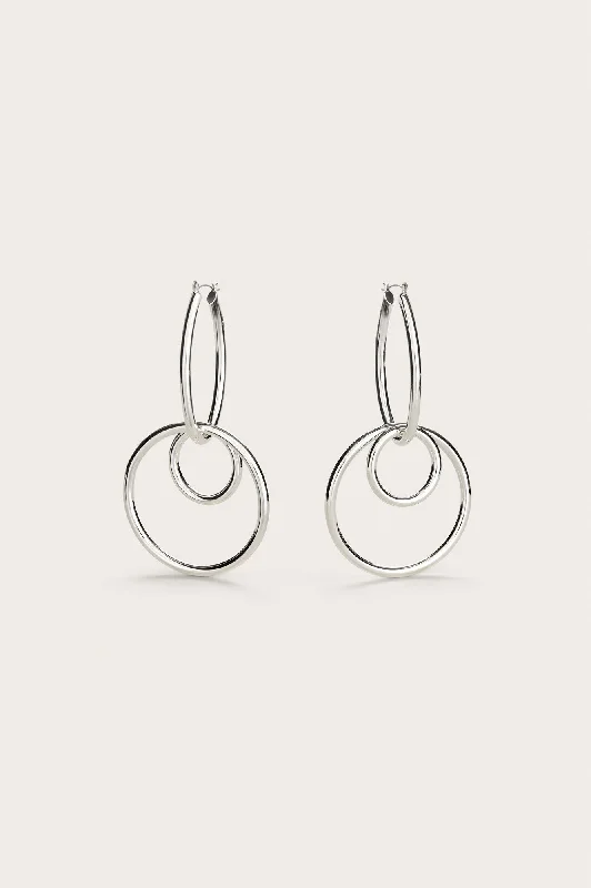 Modern women's earrings-TRIA SMALL EARRING - SHINY SILVER