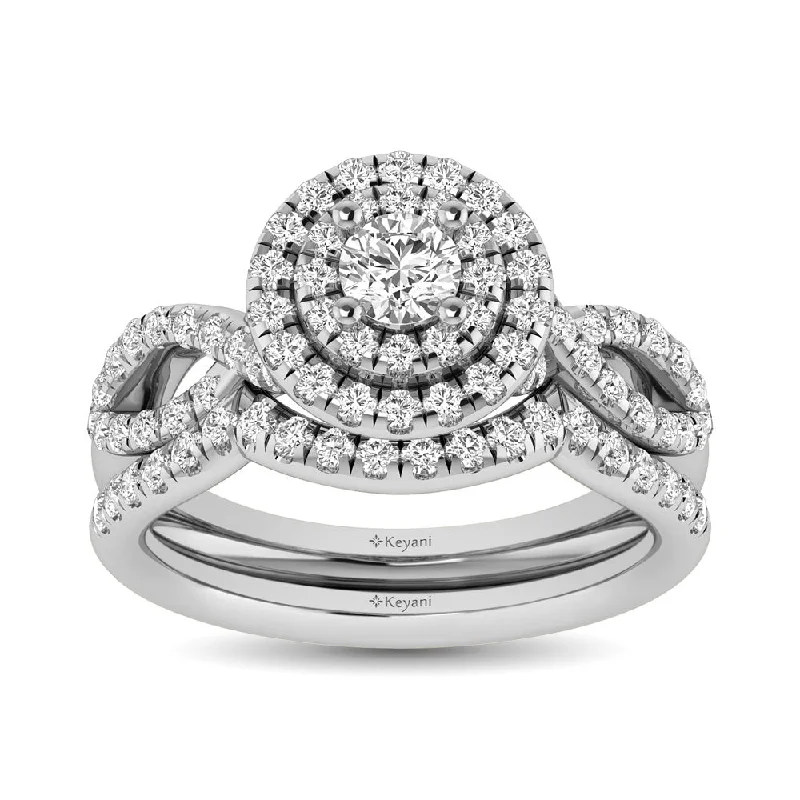 Women's pearl rings-14KT White Gold 1Ct.Tw. Diamond keyani Bridal Ring