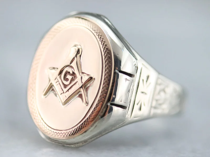 High-end women's rings-Men's Mixed Metal Masonic Ring