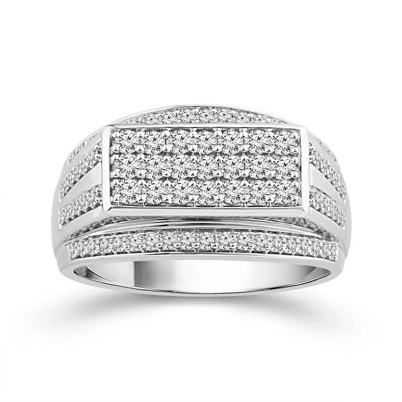 Women's luxury party rings-10 Karat White Gold 1 Carat Diamond Gents Ring