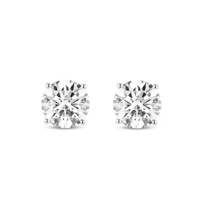 Women's handmade artisan earrings-Lightbox 2CTW "Lightbox Finest" Lab Grown Diamond 4-Prong Stud Earrings in 18K White Gold