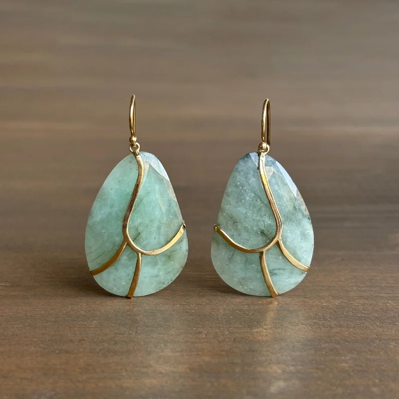 Women's geometric earrings-Emerald Butterfly Earrings