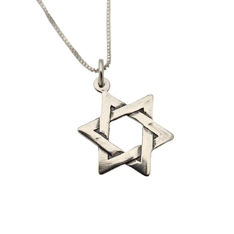 Women's cross necklaces-Sterling Silver Woven Star of David Oxidized Necklace