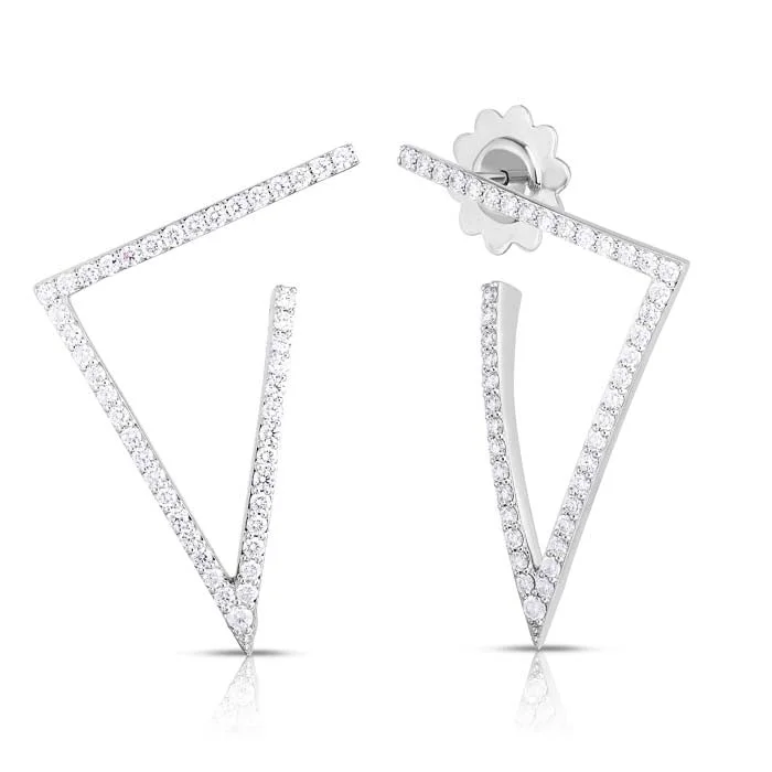 Women's healing crystal earrings-Roberto Coin .83CTW Classic Triangle Earrings in 18K White Gold