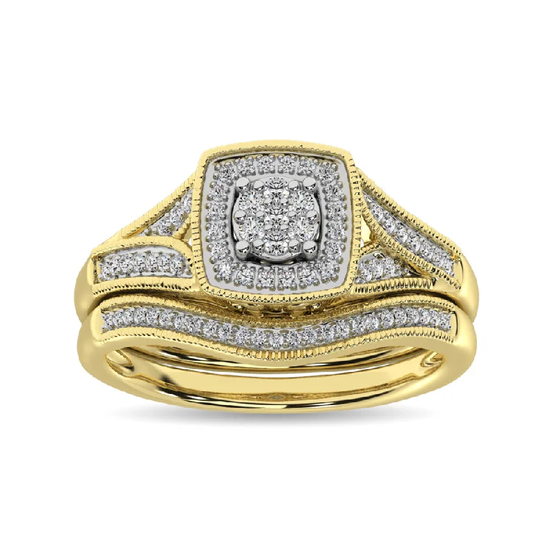 Women's geometric rings-Diamond Bridal Ring 1/6 ct tw in Round-cut 10K in Yellow Gold