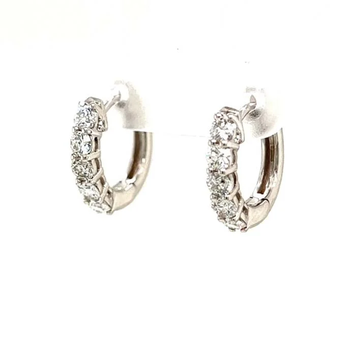 Women's party earrings-Mountz Collection .75-.81CTW 5-Stone Round Huggie Earrings in 14K White Gold