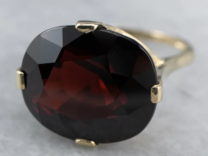 Women's party rings-Cushion Cut Garnet Gold Statement Ring