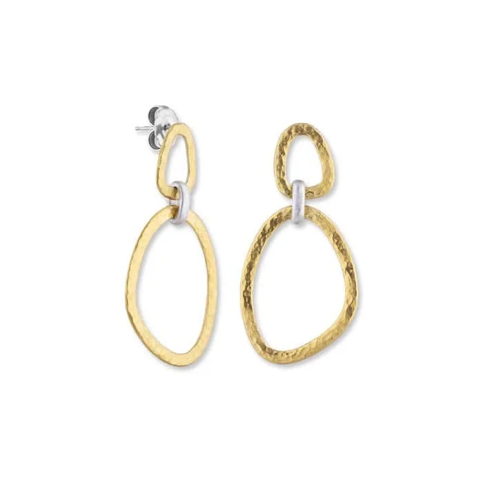 Women's geometric earrings-Lika Behar Reflections Abstract Oval Drop Earrings in Sterling Silver and 24K Yellow Gold