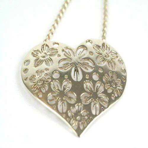 Women's art deco necklaces-Sterling Silver Heart Necklace LC0026