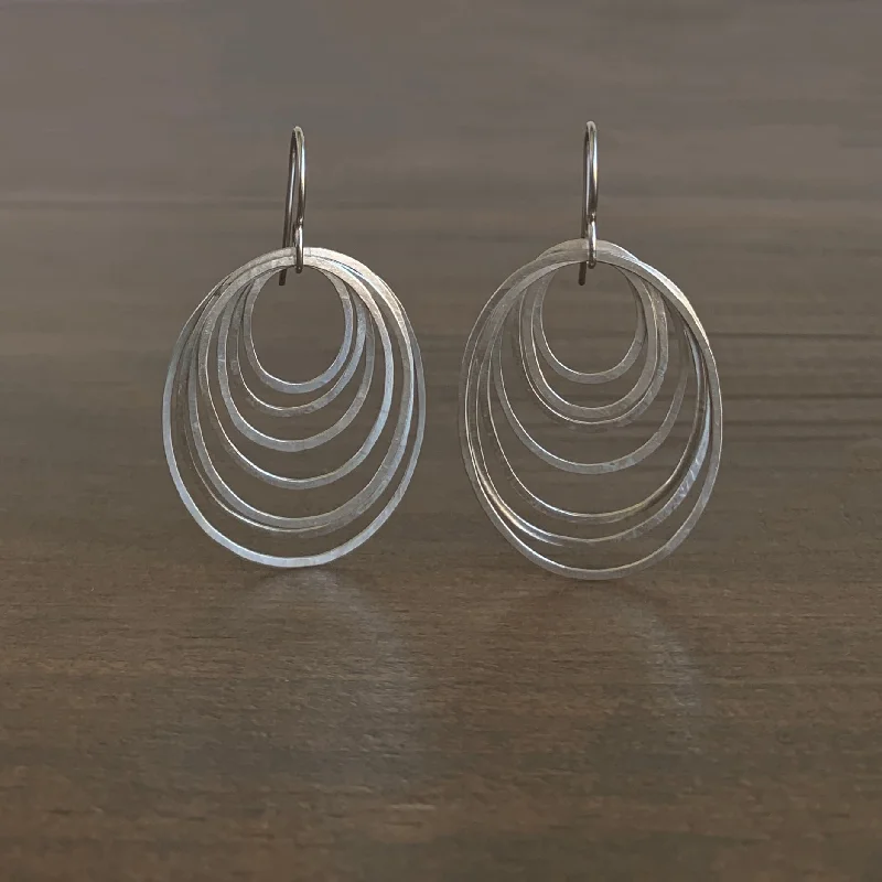 Women's gemstone earrings-Small Silver Ripple Earrings