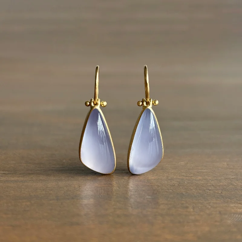 Women's wedding earrings-Blue Chalcedony Fang Earrings