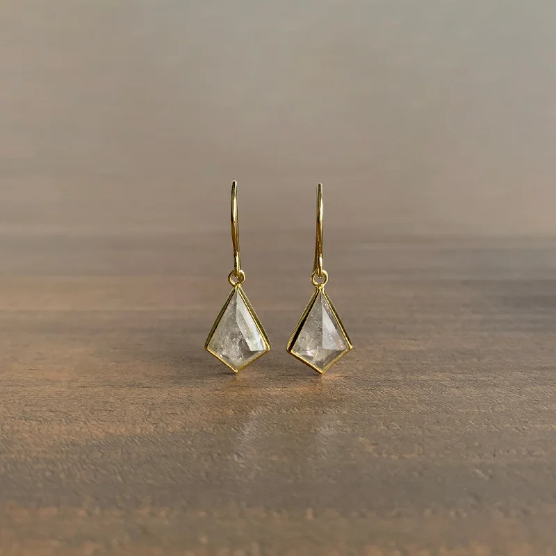 Women's sterling silver earrings-Diamond Kite Earrings