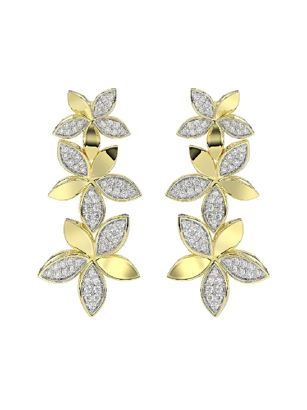 Women's photo earrings-Wild Flower Yellow Gold Earrings