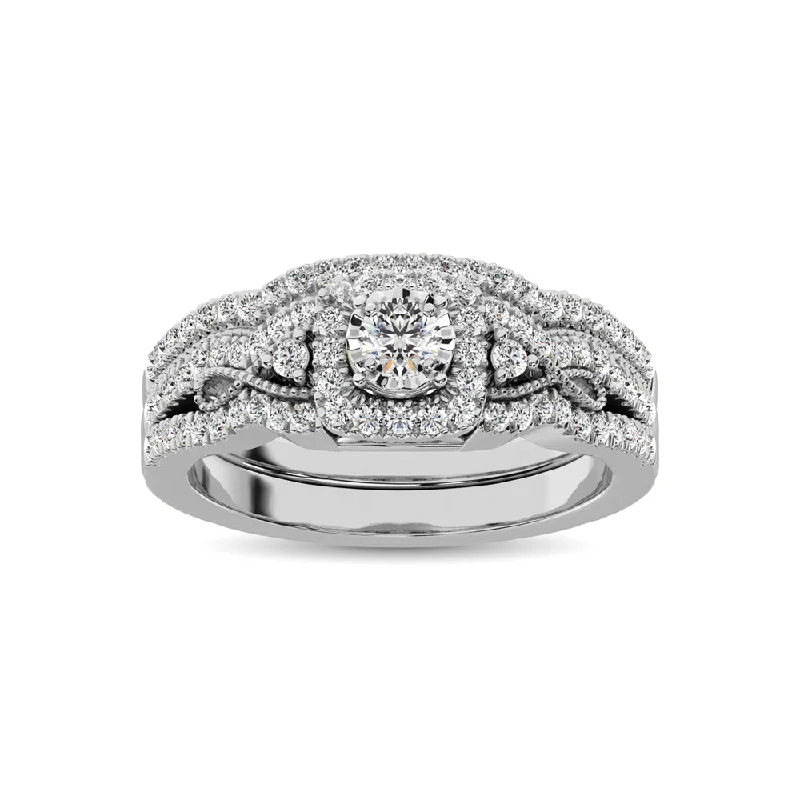 Women's sustainable rings-10K White Gold 1/2 Ct.Tw. Diamond Bridal Ring