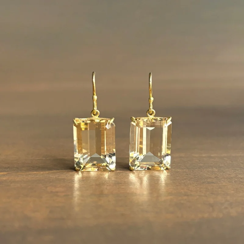 Women's luxury brand earrings-Medium Emerald Cut Champagne Citrine Earrings