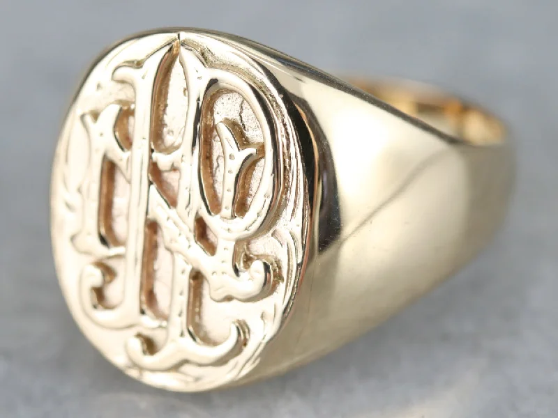 Women's Mother's Day rings-Antique Monogrammed "INP" Signet Ring