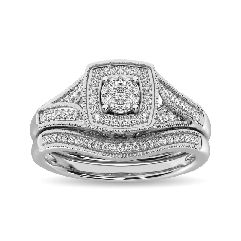 Women's art deco rings-Diamond Bridal Ring 1/6 ct tw in Round-cut 10K in White Gold