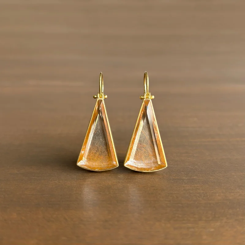 Women's sustainable earrings-Golden Ombré Rutilated Quartz Earrings