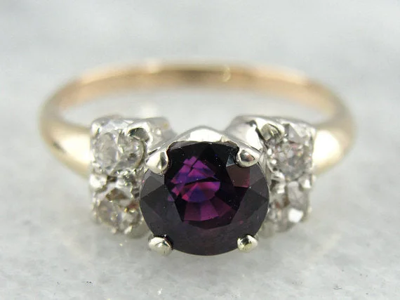 Women's stackable rings-Rare Purple and Red Tone Sapphire Ring