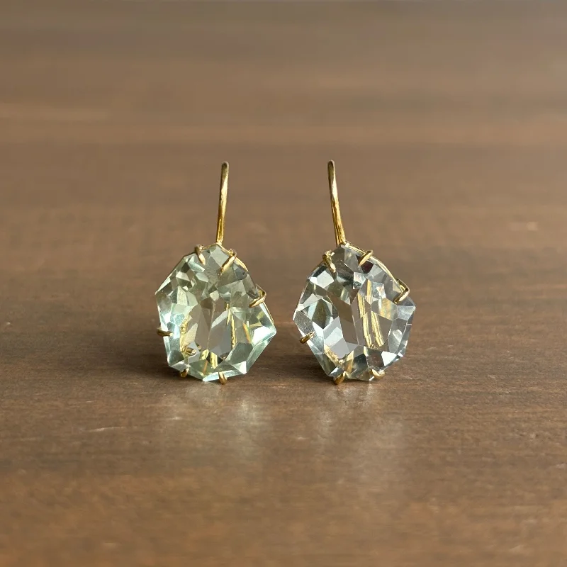 Women's alloy earrings-Geometric Prasiolite Earrings