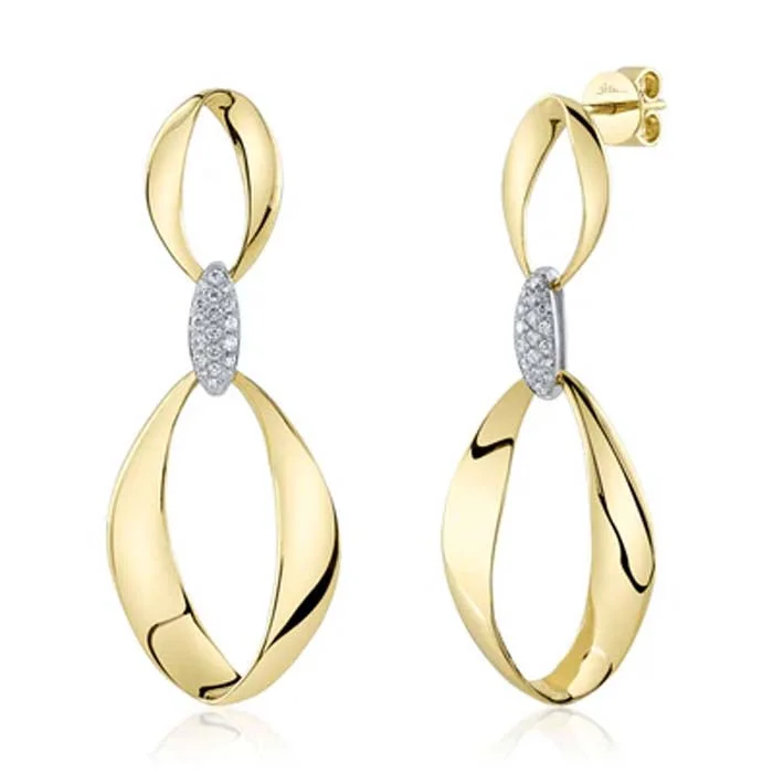 Women's sterling silver earrings-Shy Creation "Kate Collection" .20CTW Mobius Drop Earrings in 14K Gold