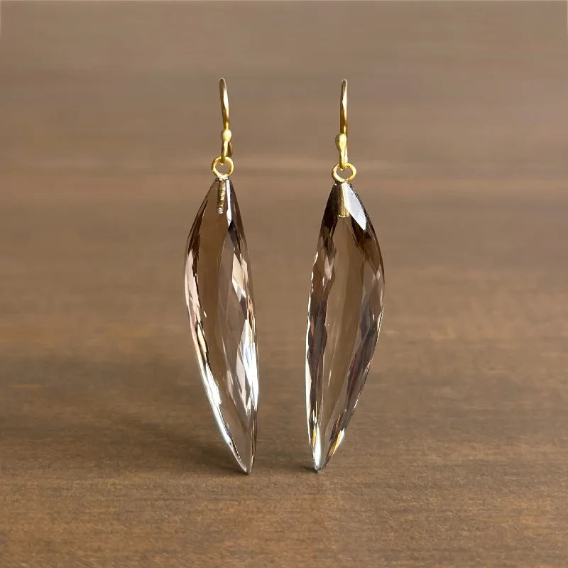 Designer women's earrings-Smoky Topaz Brancusi Earrings